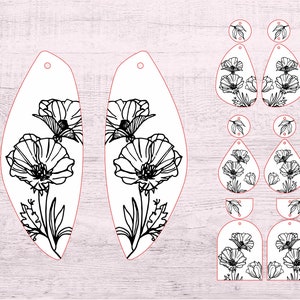 Poppy Dangle Ohrring graviert SVG Datei