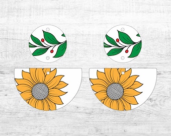Sunflower Dangle Earring Laser Cut File SVG