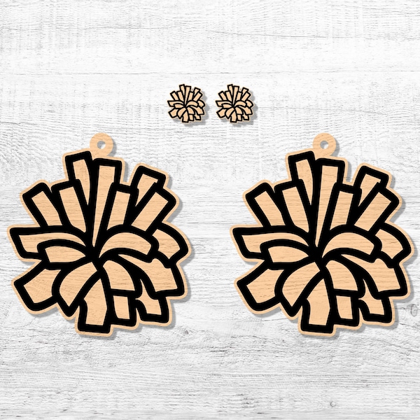 Cheer pom pom dangle and stud earring SVG