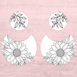 Zonnebloem Dangle Earring Lasergesneden bestand SVG