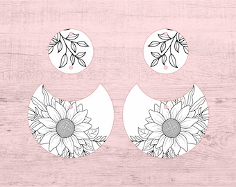 Sunflower Dangle Earring Laser Cut File SVG