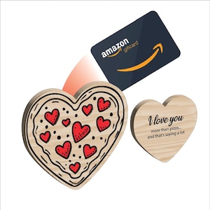 Porta-cartão de presente de pizza em formato de coração | Presente personalizado para o Dia dos Namorados | Arquivo SVG Laser