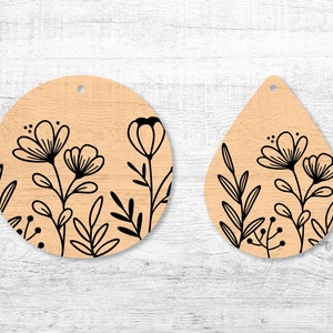 Wildflowers Earring SVG file, Dangle earrings