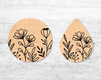 Wildflowers Earring SVG file, Dangle earrings