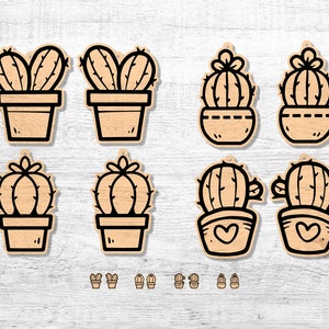 Suculento pendiente SVG, descarga digital de cactus, archivo de corte láser