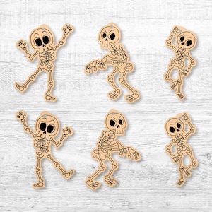 Skelet Bengelen Oorbellen Bundel SVG, Halloween Hangende Skelet Oorbellen