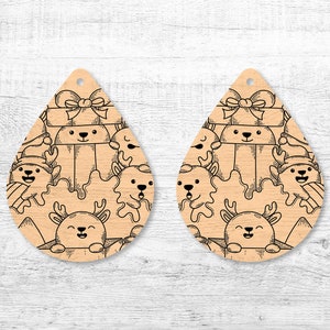 Weihnachten Rentier lustige Doodle Ohrringe SVG