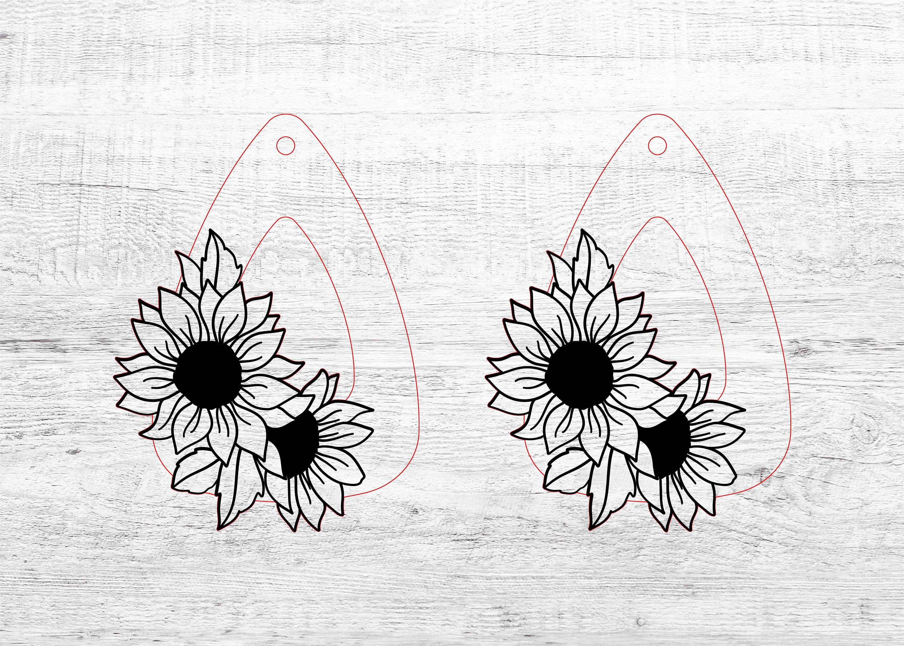 Sunflower Earring SVG Cut File Etsy