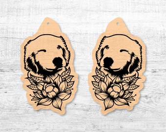 Dog Earring SVG with Flowers