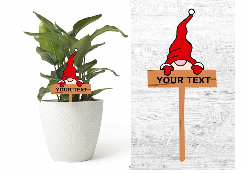 Peeking Gnome Plant Marker SVG Etsy