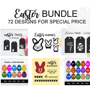 Easter Bundle SVG - Basket Tags, Laser Cut Eggs and more
