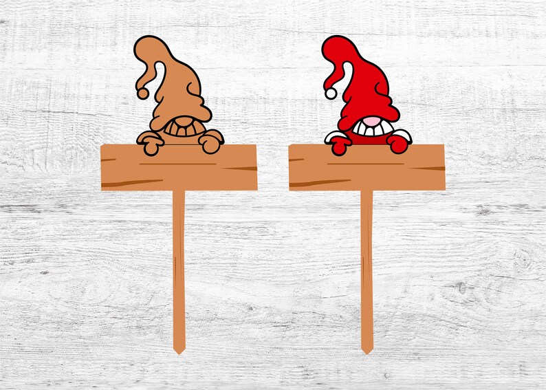 Cute Garden Gnome Plant Marker SVG Etsy