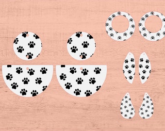 Cat and dog paws Earring SVG file