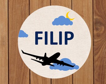 Airplane Baby Name Sign Laser Cut Files: Nursery Decor SVG (Digital Download)