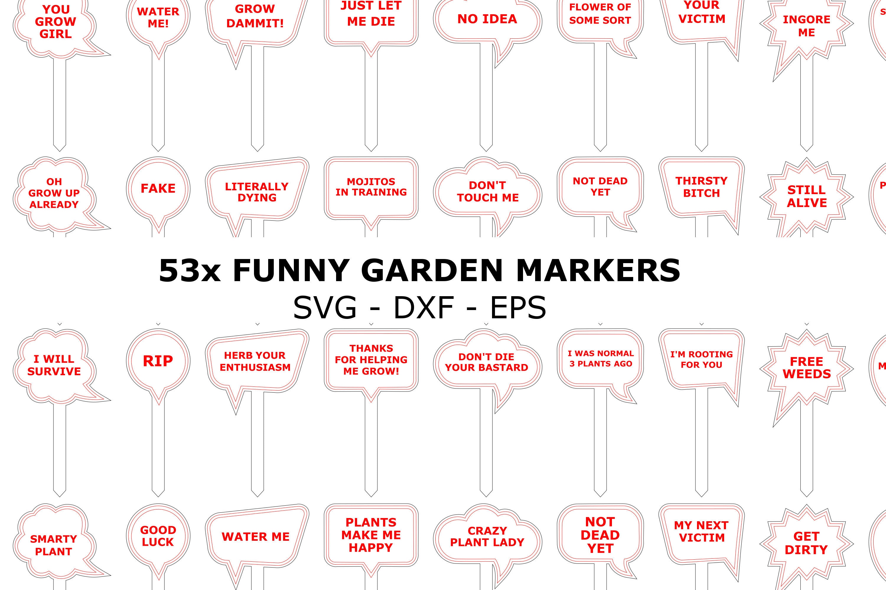 Funny Plant Marker, Funny Plant Stakes SVG