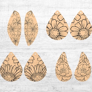 Floral Dangle Earring Laser Cut File SVG Budle