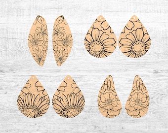 Floral Dangle Earring Laser Cut File SVG Budle