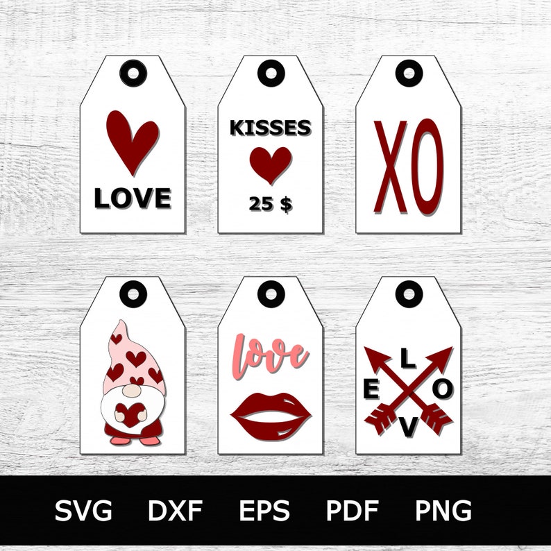 Download Valentine tags SVG Laser Cut Files Wooden Tags for Tiered ...