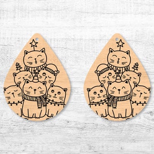 Drôle de fichier de boucles d’oreilles SVG de chats de Noël