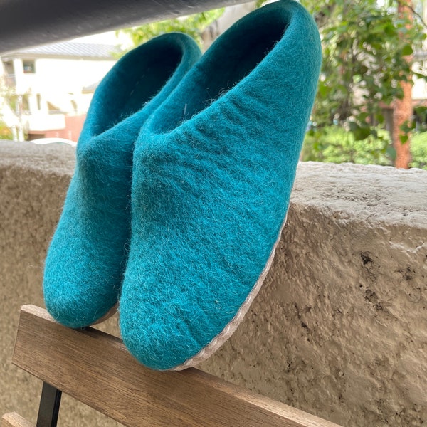 Women's Comfortable Wool Felt Slippers Anti Skid House Shoes Washable Indoor Flats