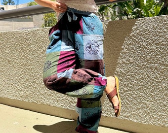 Serenity Patchwork Hippie Pants with Pockets and Elastic Waist - New Design