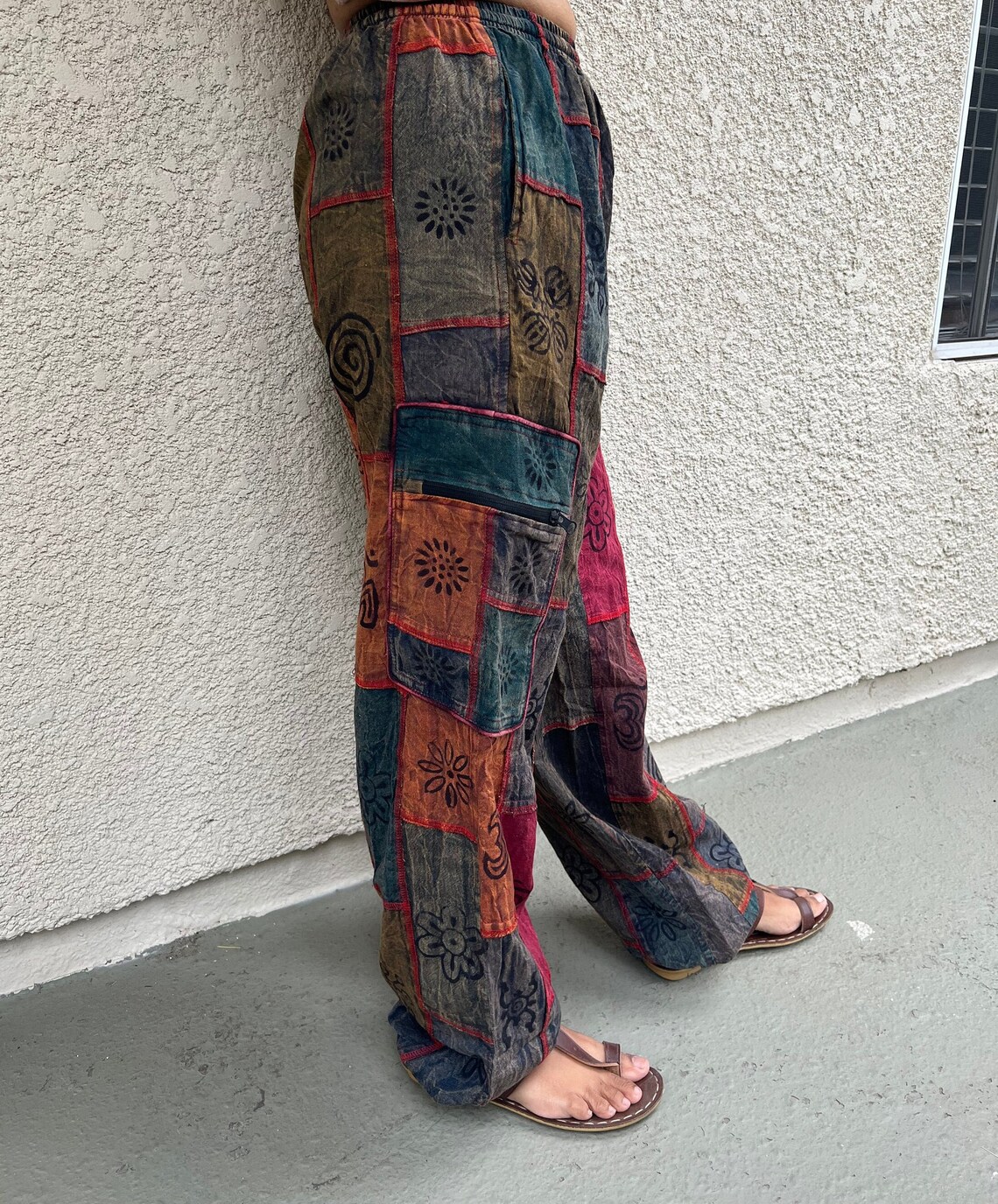 Boho Patchwork Hippie Pants With Pocket and Elastic Waist - Etsy