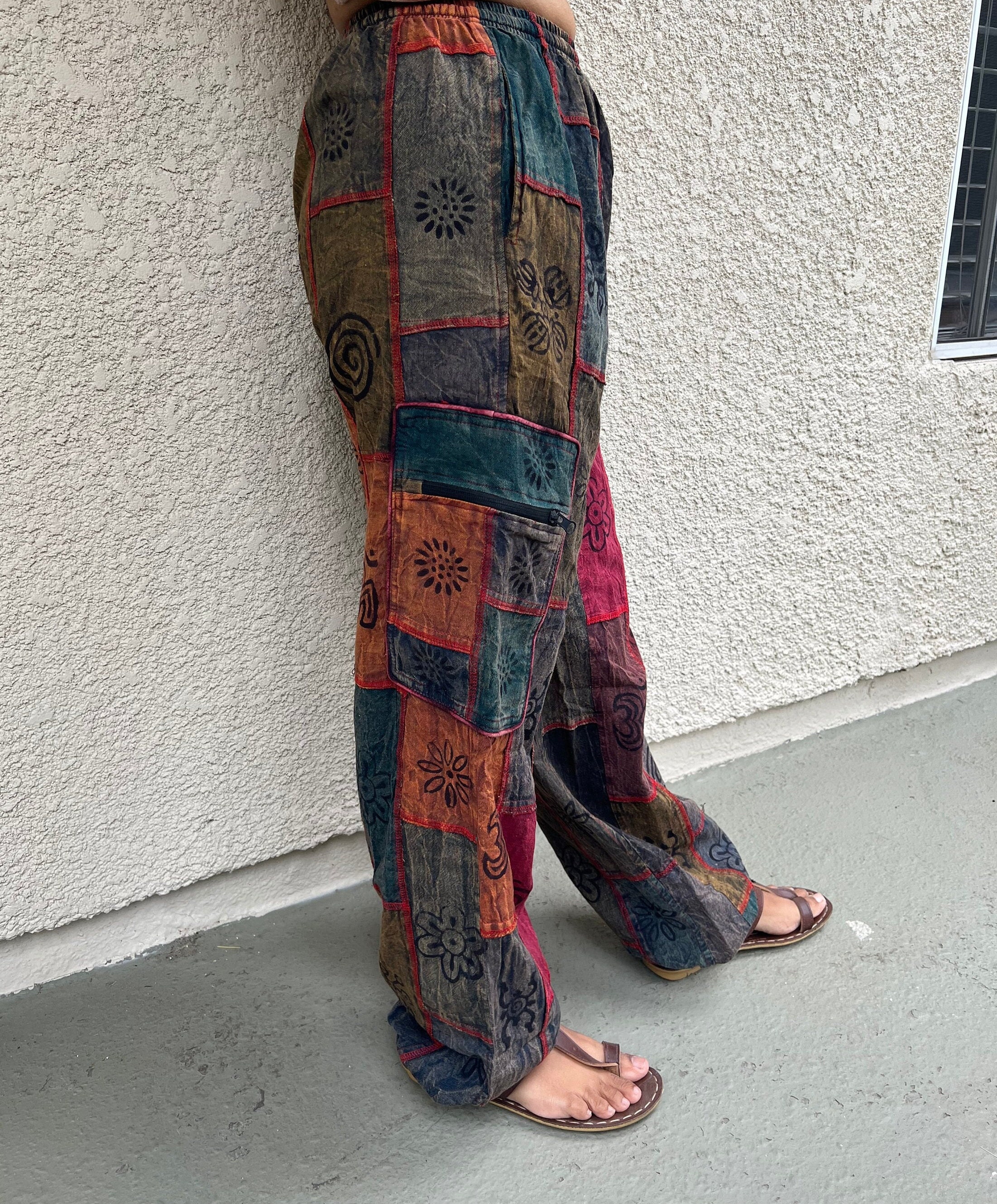 Boho Patchwork Hippie Pants With Pocket and Elastic Waist - Etsy
