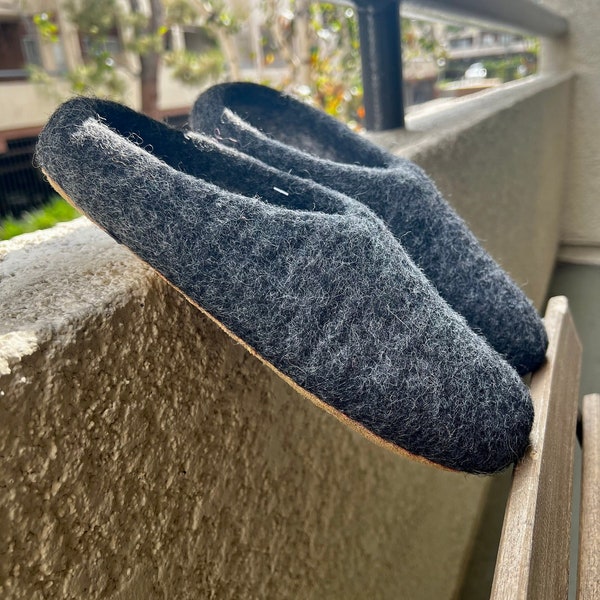 Men's Felted Wool Slippers shoes | Handmade Felt Indoor Slippers 100% Wool | FREE SHIPPING