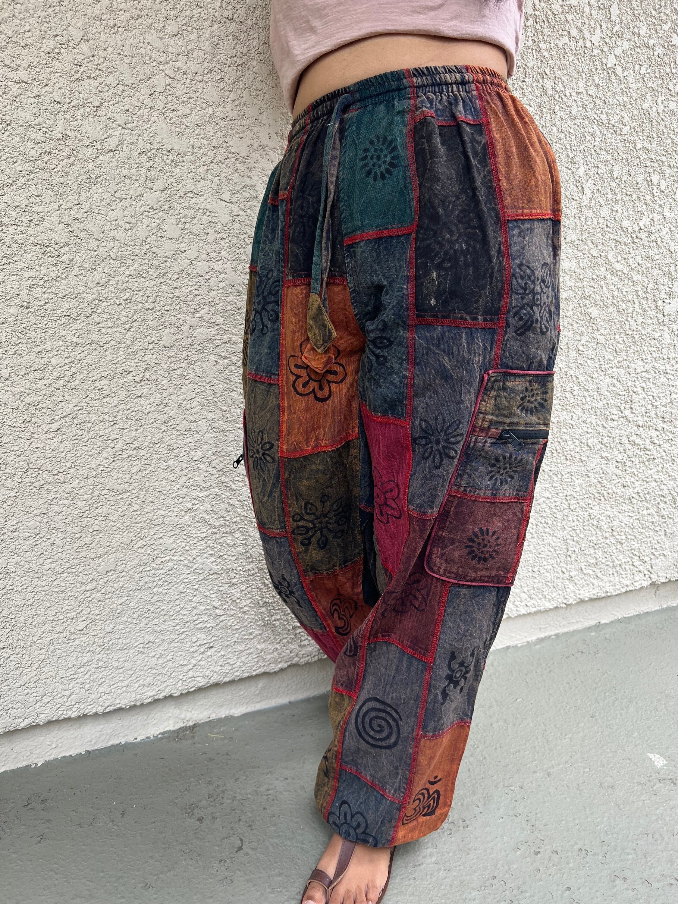 Boho Patchwork Hippie Pants With Pocket and Elastic Waist - Etsy