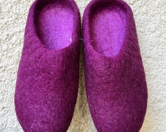 Purple Felted Wool Slippers shoes | Handmade Felt Indoor Slippers 100% Wool | FREE SHIPPING