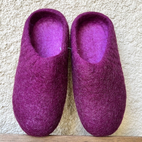 Purple Felted Wool Slippers shoes | Handmade Felt Indoor Slippers 100% Wool | FREE SHIPPING