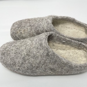 Felted Wool Slippers Felted shoes Handmade Felt Indoor Slippers 100% Wool Gray