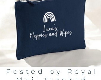 Personalised Baby Nappy Bag | NAVY | snack | spare clothes | hospital | clean bum kit | organiser