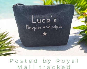 Personalised Felt Nappy Bag | Baby Diaper Organizer