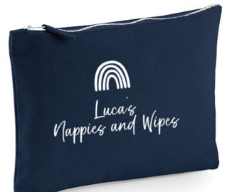 Personalised Baby Nappy Bag | NAVY | snack | spare clothes | hospital | clean bum kit | organiser