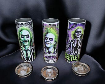 Beetlejuice 20oz tumbler with metal straw