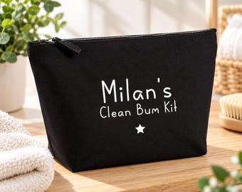 Personalised Black Nappy Bag | Star Design, Large Baby Organizer