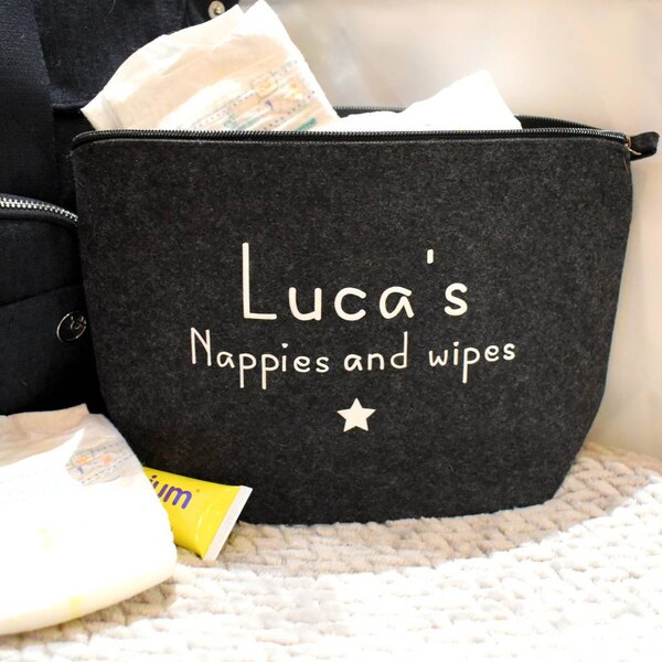 Personalised Baby Nappy Bag | snack | spare clothes | hospital | clean bum kit | organiser