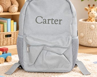 Personalised Kids Backpack, Embroidered School Bag, Side Pockets