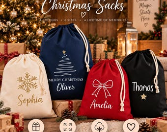 Personalised Cotton Christmas Santa Sack