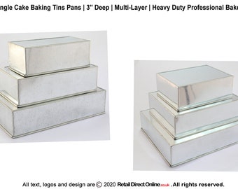 Rectangle Oblong Cake Baking Tins Pans Pro Heavy Bakeware Multi-Layer Deep