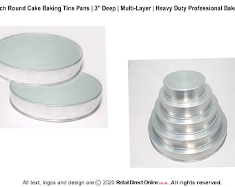 Round Cake Baking Tins Pans Professional Heavy Bakeware Multi-Layer Deep 1.5''