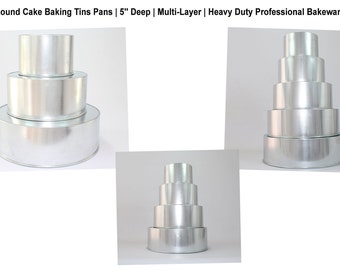 Round Cake Baking Tins Pans Professional Heavy Bakeware Multi-Layer Deep 5''