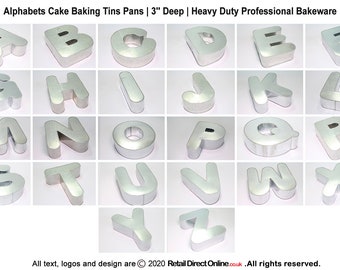 Alphabet Letter Shape Novelty Cake Baking Tin Pan Bakeware Professional 3'' Deep