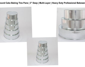 Round Cake Baking Tins Pans Professional Heavy Bakeware Multi-Layer Deep 3''