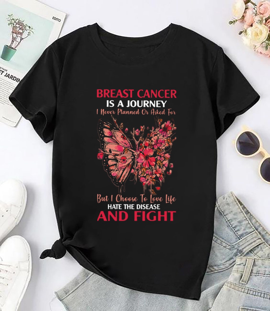 Butterfly Breast Cancer is A Journey Shirt, Breast Cancer Fighter Shirt ...