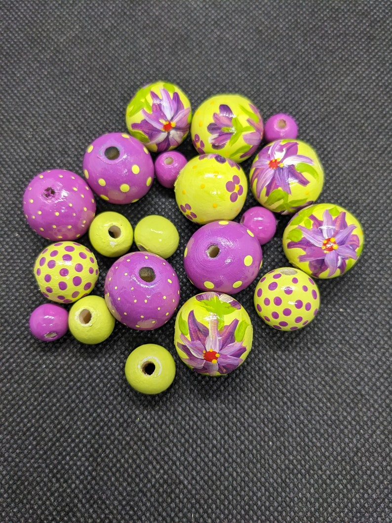 Painted Wooden Beads Etsy