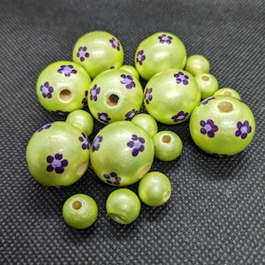 Painted wooden beads