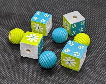 Painted wooden beads