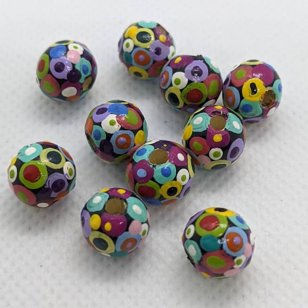 Painted wooden beads